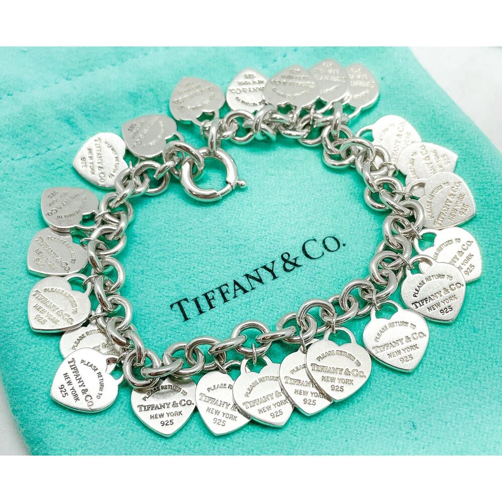 Tiffany & Co. Return to Tiffany Multi Heart Tag Bracelet Sterling Silver 7" - Picture 12 of 15